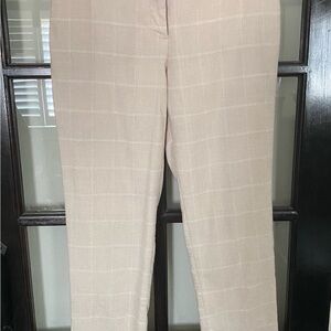 Ann Taylor Beige Plaid Cropped Pants, Sz 8